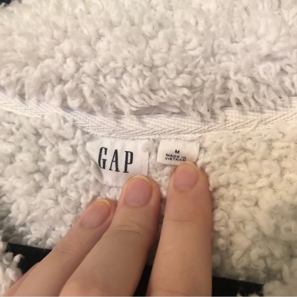 GAP White Teddy Pullover Quarter Zip Sweatshirt - Picture 3 of 4